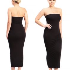 Perfect For Fall Layers, Dress It Up Or Dress It Down, The Dress Is Lined For A Smooth Look, Super Comfy. Only Black In Available Red Is Shown For Fit Only. Chic Black Maxi Dress With Built-in Bra, Black Maxi Dress With Built-in Bra, Black Bandeau Midi Dress For Summer, Black Midi Dress With Built-in Bra For Date Night, Black Bandeau Midi Dress For Date Night, Black Bandeau Dress For Spring, Black Bodycon Strapless Maxi Dress, Black Bandeau Midi Dress For Party, Bandeau Dress With Built-in Bra For Night Out