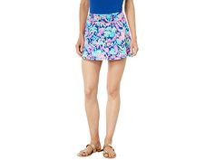 Lilly Pulitzer UPF 50+ Luxletic Meryl Nylon Aila Skort - Women's Skort : Oyster Bay Navy Seen and Herd : The Lilly Pulitzer® is a swishy, stylish skort for sporty pursuits such as golf, tennis, a day of shopping, or an afternoon BBQ. Pull-on skort in a printed Meryl® nylon knit that provides moisture management and UPF 50+ sun protection. Attached solid undershort offers all-day comfort. Flat elastic waistband. Patch pocket on thigh of short. 85% Meryl nylon, 15% spandex. Machine wash, lay flat Spring Sports Swim Skirt With Short Inseam, Short Inseam Swim Skirt For Spring Sports, Sporty Short Swim Skirt For Spring, Sporty Spring Swim Skirt With Built-in Shorts, Casual Skirted Skort With 4-way Stretch, Blue Athleisure Skort For Summer, Spring 4-way Stretch Skort, Sporty Stretch Swim Skirt For Spring, Skirted 4-way Stretch Skort For Spring