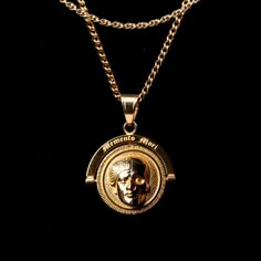 Memento mori is a Latin phrase meaning 'remember you must die'. The point of this reminder isn’t to be morbid or promote fear, but to inspire, motivate and clarify. One life to live. Get after it.. [ 18K Gold Plated Pendant ]- Skull & Face 'Memento Mori' design- Hourglass as a symbol of time on opposite side.Each Humbler pendant comes with two 22" chains.- 1 Cuban Chain & 1 Rope Chain Morgan Core, Phrase Meaning, One Life To Live, Latin Phrases, Creative Clothing, Skull Face, Cuban Chain, Pendant Gold, Memento Mori