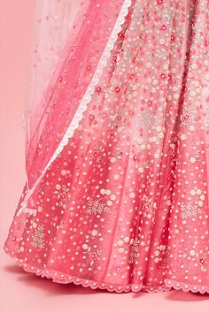 Editor's Note Rose Pink Nishat Bagh Embroidered Ombré Lehenga With Blouse And Dupatta Color: Pink Fabric: Lehenga & Blouse: Organza; Lining: Shantung; Dupatta: Tulle Care: Dry Clean Only About the Designer Nachiket Barve is an award-winning Fashion and Costume designer based in Mumbai, India. He is known for his eponymous label that celebrates Indian tradition with a contemporary and global outlook. Pink Floral Embroidered Semi-stitched Lehenga, Embroidered Anarkali Style Lehenga In Net, Anarkali Pink Embroidered Choli, Embroidered Net Lehenga For Diwali, Pink Embroidered Lehenga For Festivals, Pink Embroidered Lehenga For Navratri, Embroidered Net Lehenga For Eid, Festive Pink Embroidered Lehenga, Eid Embroidered Net Lehenga