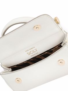 Dolce & Gabbana Small Sicily top-handle Bag - Farfetch Stefano Gabbana, Logo Stamp, Ballet Flat Shoes, Handle Bag, Printed Fabric, White Bag, Sicily, A Logo, Treat Yourself