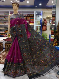 Item...Kantha Saree Fabric...Pure Tussar ( Dyed) Work...Hand lambani Stich Work Length...Saree 5.5 MTR Bp.. 1 MTR Care...Dry Wash Kantha Sarees, Party Wear Saree, Engagement Ceremony, Party Kleidung, Mothers Day Special, Durga Puja, Wear Saree, Saree Fabric, Work Sarees