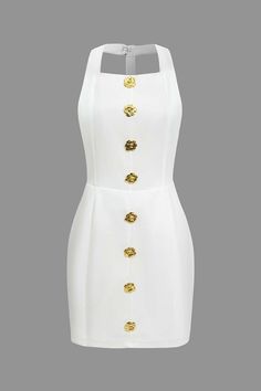 Details Occasion Casual Category Dresses Composition 100% Polyester Sheer Not Sheer Size & Fit Measured in size S Length:31.1" Bust:30.7" Waist:26.8" Hip:36.2" Fit:Loose Fit Stretch:No Stretch Mini Dress White, Media Screen, Backless Mini Dress, Fashion 2024, List Style, Font Size, Dress White, Dusty Pink, Halter Neck