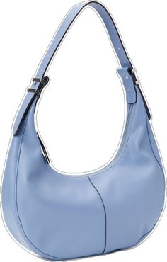 Trendy Light Blue Leather Bag, Casual Blue Crossbody Hobo Bag, Blue Baguette Bag With Large Capacity For Daily Use, Blue Baguette Bag For Travel, Daily Blue Leather Baguette Bag, Modern Blue Satchel Hobo Bag, Everyday Light Blue Shoulder Bag With Zipper, Blue Leather Baguette Bag For Daily Use, Blue Baguette Shoulder Bag With Large Capacity