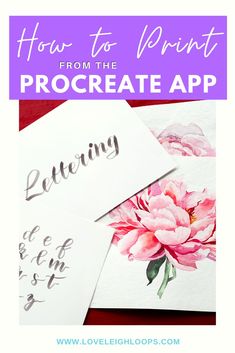 the words how to print from the procreate app on top of some cards