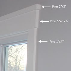 an image of a window with measurements for the frame and trim on it, as well as instructions