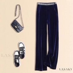 Lasaky - Soft and Luxurious High-Waisted Relaxed Fit Pants High Waist Jumpsuit, Chino Pants Women, Cowboy Pants, Relaxed Fit Pants, Womens Chinos, Long Dress Design, Velvet Trousers, High Waisted Flares, Flared Pants