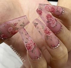 Christmas Nail Designs Acrylic, Retro Nails, Rose Nail Art, Nails Now, Rose Nails, Acrylic Nails Coffin Pink, Bling Acrylic Nails, Uñas Acrilicas, Coffin Nails Designs