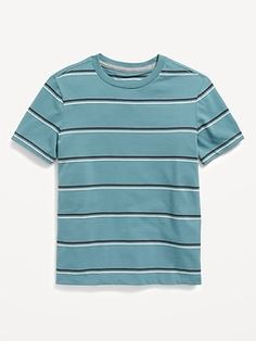 Our Softest T-shirts offer mega softness plus a comfy, relaxed fit.  Rib-knit crew neck.  Short sleeves.  Wide, contrasting stripes.  Tag-free label and pieced trim inside neck for added comfort and durability.  Soft, cotton-blend jersey.  #804217 Re Casual Horizontal Stripe Pattern T-shirt For Everyday, Casual Striped T-shirt For Everyday, Casual Vertical Striped Crew Neck Top, Everyday Horizontal Stripe Crew Neck T-shirt, Casual Crew Neck Top With Vertical Stripes, Casual T-shirt With Striped Hem And Crew Neck, Casual Crew Neck T-shirt With Striped Hem, Sporty Striped Crew Neck T-shirt, Casual Crew Neck T-shirt With Striped Sleeves