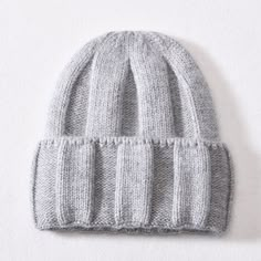 Winter Solid Color Soft Women Warm Wool Striped Cuffed Cashmere Knitted Skullies Beanies Hat  -  GeraldBlack.com Knitted Beanies, Cashmere Hat, Solid And Striped, Winter Knit Hats, Grey Beanie, Knitted Beanie, Women's Beanie, Solid & Striped, Crochet Beanie