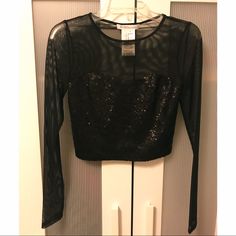 Bcbg Black Sequin Party Crop Top. Size S. Brand New. Features A Sweetheart Neckline And Mesh Long Sleeves. Perfectly Pairs With A High Waisted Skirt! No Tags But Never Worn. Bundle To Save. Feel Free To Ask Questions! 1 Chic Sheer Crop Top For Party, Elegant Sheer Crop Top For Evening, Elegant Sheer Evening Crop Top, Sheer Fitted Crop Top For Night Out, Fitted Long Sleeve Crop Top For Party, Sheer Crop Top For Spring Party, Evening Sequin Stretch Crop Top, Evening Sequined Stretch Crop Top, Elegant Sequined Crop Top For Club