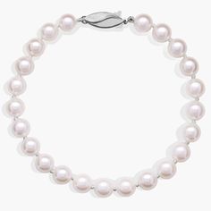 Our lustrous Akoya cultured pearl bracelet is strung with a 7.5" hand-knotted silk blend cord, secured with an 18k white gold safety clasp. Cultured Pearl Bracelet, Blue Nile, The Pearl, Cultured Pearls, Pearl Bracelet, Pearl Jewelry, Hand Knotted, Jewelry Bracelets, White Gold