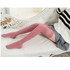 Long Cotton Socks With Lace Trim. Looks Great With Short Skirts, Shorts Etc. Length- 26.8 Inches Color- Mauve Pink. Pink Stretch Thigh-high Stockings, Soft Knee-high Stockings, Fitted Pink Knee-high Socks For Fall, Pink Stretch Thigh High Legwear, Pink Stretch Thigh-high Legwear, Pink Thigh High Tights, Fall Season Pink Stretch Knee-high Socks, Stretch Over-the-knee Spring Hosiery, Pink Tight Thigh High Stockings