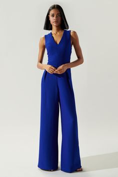 Klara Wide Leg Jumpsuit – Sugarlips Work Jumpsuit Outfit, Event Planner Outfit, Blue Jumpsuits Outfit, Green Jumpsuit Outfit, Jumpsuit Outfit Wedding, Jumpsuit Modern, Light Blue Jumpsuit, Prom Jumpsuit, Mother Of The Bride Suits