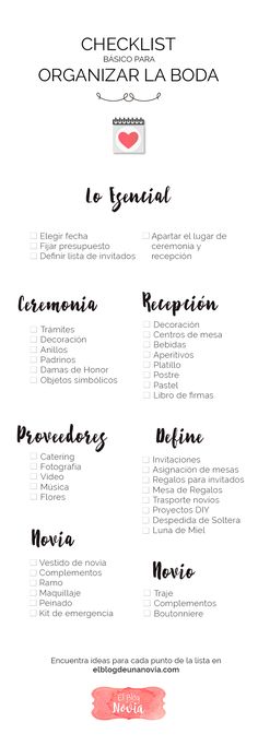 the checklist for an organization la boda