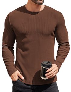 PRICES MAY VARY. 【FEATURES】Thermal underwear for men designed in slim fit, crew neck, stretch, long sleeves, and solid colors. The long sleeve shirts for men with slim fit and high elasticity ensure comfort and durability during daily activities and sports. 【MATERIAL】Knitted, durable, wrinkle-resistant, and stretch fabric ensures men's undershirts maintain their shape and appearance even after multiple washes. These mens long sleeve tee shirts are warm, soft, and cozy. 【ALL-PURPOSE STYLE】The men Crew Neck Sweater Men, Mens Undershirts, Thermal Shirt, Long Sleeve Tee Shirts, Pullover Shirt, Sleeves Pattern, Knitted Pullover, Crew Neck Sweater, Mens Long Sleeve