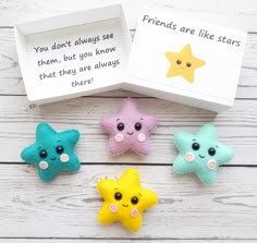 four little stars are sitting in front of a box that says you don't always see them, but you know that they are always there