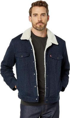 #ad Premium Levi's Mens Premium Type III Herringbone Sherpa Trucker Jacket 163650194, Fashion Mens Jackets Sherpa Trucker Jacket, Confident Style, Dark Indigo, Trucker Jacket, Fashion Mens, Levis Men, It Fits, Herringbone, Vest Jacket