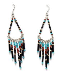 These stunning earrings are a glamorous accessory that will be sure to flatter your appearance. The earrings are handcrafted with Surgical Steel and a patterned array of colorful beads. This is that classic, elegant accessory that will enhance your casual or dressy wardrobe. Earrings Measure about: 2 11/16" x 3/4" (Including Ear Wires) Elegant Colorful Beads Teardrop Earrings, Elegant Teardrop Earrings With Colorful Beads, Elegant Colorful Beads Teardrop Dangle Earrings, Elegant Colorful Beaded Dangle Teardrop Earrings, Elegant Colorful Beaded Teardrop Dangle Earrings, Elegant Multicolor Jewelry With Black Beads, Beaded Chandelier Drop Earrings, Multicolor Chandelier Earrings With Dangling Beads, Elegant Multicolor Beaded Earrings For Pierced Ears