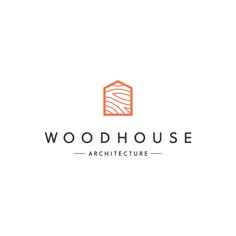 the logo for wood house architecture, which is designed to look like an open - air building