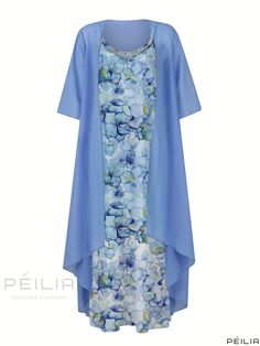 Peilia - Stylish Spring and Fall Two-piece Ensemble: Sophisticated Open Front Coat paired with Floral Print Crew Neck Dress, Womens Fashion Set Elegant Dresses Casual, Elegant Casual Dress, Crew Neck Dress, Fall Care, Women's Fashion Set, Elegant Fabric, Mesh Maxi Dress, Fitted Cardigan, Sleeveless Long Dress