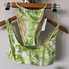 Pacsun Bikini Set Xs Bikini Top & Bikini Bottoms By Blue Hour Size Extra Small Color Green & White Design Pattern Style Basic Must Have For Summer! On The Thinner Side Similar To The Delilah Peach Lined Not Padded Nwt, See Photos Totally Groovy 70’s Psychedelic Print Pattern Trendy T-back Swimwear For Summer, T-back Tankini For Poolside And Beach Season, Summer T-back Swimwear For Beach Season, Green T-back Swimwear For Beach, Summer T-back Tankini For Beach Season, Fitted Trendy Tankini For Vacation, Summer T-back Swimwear For Vacation, Trendy Green Swimwear For Sunbathing, Vacation T-back Tankini Beachwear