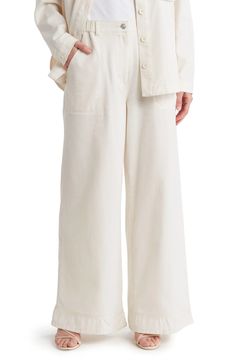 MAX STUDIO Wide Leg Jeans | Nordstromrack Spring Workwear Bottoms With Boxy Fit, Boxy Fit Bottoms For Spring Workwear, Relaxed Fit Wide Leg Pants With Welt Pockets, Utility Style Workwear Jeans With Elastic Waistband, Straight Leg Boxy Fit Pants With Pockets, Spring Utility Wide Leg Pants With Elastic Waistband, Workwear Wide-leg Jeans With Elastic Waistband, Wide Leg Pants With Welt Pockets And Relaxed Fit, Spring Wide Leg Utility Pants