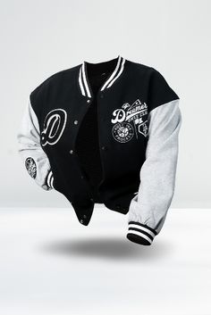 Imagine yourself walking down the street, turning heads, and owning your style with this iconic piece. It's more than just a jacket - it's a symbol of your ambition and determination to chase those dreams. 💫💭 Black Varsity Jacket With Embroidered Logo For Winter, Trendy College Outerwear With Baseball Collar, Hooded Varsity Jacket With Letter Embroidery For Fall, Fall Hooded Varsity Jacket With Letter Embroidery, Sports Season Outerwear With Letter Print And Baseball Collar, Hooded Outerwear With Letter Embroidery For Streetwear, Varsity Outerwear With Letter Print And Crew Neck, Black Varsity Jacket With Embroidered Logo For Streetwear, Black Streetwear Outerwear With Embroidered Logo