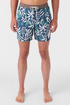 Ready for sunshine and long days at the beach or by the pool. Our trunks feature an elastic waist that's fully adjustable so you can get the perfect fit every time. Side pockets offer extra storage while the shorter outseam creates a vintage-inspired look. The boxer brief liner adds extra comfort. O'Neill Men's swim trunk 16" Outseam- At the thigh fit Retro stretch O'Neill Hyperdry DWR Elastic waist with tunnel drawcord Hand pockets, back pocket Anti-rash hyperthread 74% Recycled Polyester 18% C Summer Vacation Bottoms For Poolside, Summer Poolside Bottoms For Vacation, Tropical Swim Bottoms For Summer, Tropical Swimwear With Relaxed Fit For Poolside, Tropical Style Relaxed Fit Swimwear For Poolside, Tropical Relaxed Fit Swimwear For Poolside, Beachy Bottoms With Built-in Shorts For Pool, Tropical Style Short Pool Bottoms, Tropical Short Length Bottoms For Pool