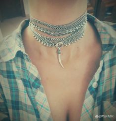 "♦ A stunning layered choker, made of silver-plated brass in very high quality, This necklace is designed in a boho-chic line with touches of punk 'a very beautiful necklace. The coating is very high quality and remains for a long time. SIZE length: 11.8\"(30cm) up to 15.8\"(40cm) width choker: 1.57\"(4cm) width pendant:0.27\"(0.68 mm) Pendant height: 1.57\"(4cm) ♦ This piece of jewelry is perfect as a gift for yourself or a friend, for a festival, Valentine's day or a birthday. If you're intere Bohemian Silver Layered Choker Necklace, Silver Bohemian Dangle Choker, Heavy Silver Bohemian Choker, Bohemian Adjustable Nickel-free Choker, Silver Bohemian Nickel-free Choker, Layered Chokers, Layered Necklaces Silver, Coin Pendant Necklace, Bohemian Necklace