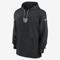 The Las Vegas Raiders Sideline Jersey Hoodie is built for performance with sweat-wicking technology and a soft polyester-cotton blend for a dry, comfortable game-day experience. Nike Sports Fan Apparel Sweatshirt, Nike Fleece Moisture-wicking Hoodie, Black Hoodie With Drawstring For Fan Gear, Nike Moisture-wicking Hoodie Activewear, Sporty Black Sweatshirt For Fan Gear, Black Team Spirit Sports Hoodie, Black Team Spirit Hoodie For Sports, Black Sports Team Spirit Hoodie, Sports Team Hoodie In Black