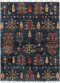 Tibetan Trees of Life Wool Hand Knotted Area Rug - MAIA HOMES Traditions Around The World, Tibetan Rugs, White Cloth, 4x6 Rugs, Wool Rugs, Rug Material, Tree Of Life, Hand Knotted Rugs, City Photo