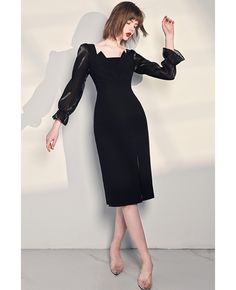 Get 10% off now! Buy sheath black midi party dress long sleeved at cheap price online. Free stable shipping and pro custom service since 2009. Winter Dinner Bodycon Dress With Long Sleeves, Winter Long Sleeve Bodycon Dress For Dinner, Chic Long Sleeve Bodycon Dress For Formal Events, Chic Long Sleeve Bodycon Dress For Formal Occasions, Elegant Bodycon Dress With Long Sleeves, Office Long Sleeve Bodycon Midi Dress, Formal Bodycon Midi Length Long Sleeve Dress, Elegant Bodycon Midi Dress For Party Season, Formal Bodycon Long Sleeve Midi Dress