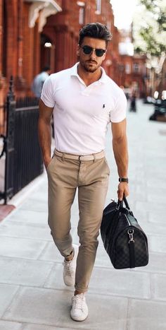 White Polo Outfit, White Polo Shirt Outfit, Jogger Outfit, Polo Shirt Outfits, Mens Business Casual Outfits, Simple Casual Outfits, Polo Outfit