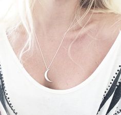 A slice of the moon hangs effortlessly on this dainty necklace ❤— d e t a i l s —-hand crafted in sterling silver-moon necklace measures 3cm tall-completed in a mirror finish-includes a 45cm silver chain*available in gold on request-All Lola&Cash jewellery will arrive gift wrapped>>>——————————<<<>>>——————————<< Bohemian Sterling Silver Moon Charm Necklace, Bohemian Sterling Silver Necklace With Moon Charm, Bohemian Jewelry With Moon Charm For Everyday, Everyday Bohemian Jewelry With Moon Charm, Bohemian Everyday Jewelry With Moon Charm, Bohemian Moon Phase Jewelry For Everyday, Everyday Bohemian Moon Phase Jewelry, Minimalist Moon Shaped Nickel Free Necklaces, Minimalist Nickel Free Moon Necklaces