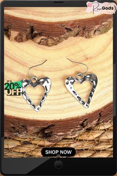 Vintage Alloy Heart Earrings Trendy Heart Charm Earrings For Mother's Day, Trendy Metal Open Heart Earrings, Metal Heart Earrings For Mother's Day, Nickel Free Heart Earrings For Mother's Day, Trendy Open Heart Pierced Earrings, Trendy Nickel-free Metal Heart Earrings, Mother's Day Heart Shaped Metal Earrings, Mother's Day Metal Heart Earrings, Heart-shaped Hoop Earrings For Mother's Day