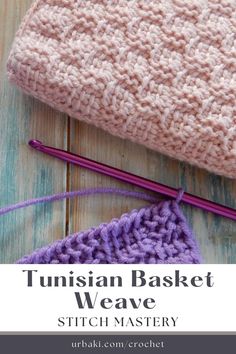 two crocheted blankets with knitting needles next to them and the text, how to knit