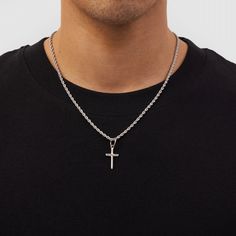 The ultimate symbol of faith: a reminder to craft your own path and do whatever it takes to make your vision a reality. This timeless pendant showcases a beautifully handcrafted silver cross, representing unwavering faith and the power of belief. Wear it daily as a reminder that success is in your hands, and you have the power to lead yourself wherever you want to go. Suspended from a premium silver bail and a classic 3mm rope chain, it’s finished with scratch and fade-resistant protection. Incl Pull Up Challenge, Chain With Cross, Green Skin, Cross Chain, Silver Cross, Rope Chain, Real Diamonds, Fast Fashion, Quality Jewelry