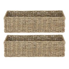 two wicker baskets on white background