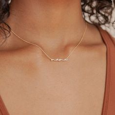 Everyday Name Necklace With Clavicle Chain, Everyday Clavicle Chain Name Necklace, Rose Gold Charm Necklaces With Custom Name, Delicate Chain Rose Gold Name Necklace, Rose Gold Name Necklace With Delicate Chain, Everyday Name Necklace, Everyday Custom Name Necklaces, Dainty Name Necklace For Everyday Wear, Everyday Clavicle Chain Name Necklace For Mother's Day