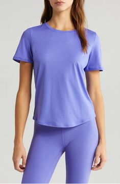 Zella Motivate Perforated Crewneck T-Shirt | Nordstrom New Trends, Top Brands, Shirt Designs, Tshirt Designs, Short Sleeves, Nordstrom, Size Medium, Spandex, Crew Neck