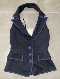 Brand new with tags LaRok 3-button vest. Size XS. See measurements below. Retail is $128 + tax. Notch lapel wrap around collar Open back 3 large working button front Rounded bottom 2 front pockets with flaps Thick, soft poly blend Jersey Pit to pit 13” Waist 12.5” across unstretched Bottom 16” across 25” total length Fitted Vest, Button Vest, Cotton Vest, Teacher Outfits, Baddie Outfits Casual, Outfits Casual, Baddie Outfits, Style Profile, Vest Dress