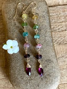 Gold filled dangle earrings with faceted garnet and tourmaline gemstones Gemstone Pendant Necklace, Gold Dangle Earrings, Alligator Clips, Gemstone Necklace Pendant, Tourmaline Gemstone, Garnet Gemstone, Gold Earrings Dangle, Etsy Earrings Dangle, Gemstone Pendant