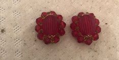 Retro charm. Vintage in excellent condition 1950s Ruby Red round floral clip-on Earrings. Purchased at an estate sale and sold vintage items in my crafts booth which is now closed. Will ship worldwide. Vintage Red Clip-on Earrings, Red Vintage Clip-on Earrings, Vintage Red Earrings For Party, Vintage Red Clip-on Earrings As Gift, Vintage Round Clip-on Earrings For Gift, Vintage Round Clip-on Earrings As Gift, Vintage Round Clip-on Earrings For Party, Vintage Red Earrings, Craft Booth