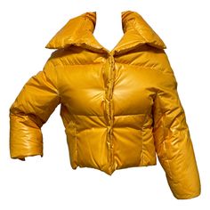 modal Yellow Winter Puffer Jacket, Yellow Spring Puffer Jacket, Yellow Long Sleeve Puffer Outerwear, Yellow Casual Puffer Jacket For Spring, Yellow Casual Spring Puffer Jacket, Casual Yellow Puffer Jacket For Spring, Casual Yellow Spring Puffer Jacket, Yellow Nylon Outerwear For Fall, Casual Yellow Puffer Outerwear