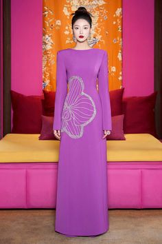 Experience the ultimate luxury in our Ao Dai. Crafted with the finest materials, this elegant dress flows effortlessly for a timeless and sophisticated look. The boat neck adds a touch of exclusivity while the velvet and satin fabrics provide a soft and opulent feel. Make a statement in style with this. Length: 150cm (Ao Dai), 110cm (Pants) Beaded Clothes, Beads Clothes, Floor Length Dress, Hijabi Outfits, Satin Maxi, Satin Maxi Dress, The Velvet, The Boat, Sophisticated Look