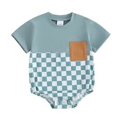 Your little critter will be the most dapper on the block in this OLIVER Checkered Short-Sleeve Onesie! Perfect for summer, this onesie is perfect for your little man no matter what his summer adventure holds! Available in two colors, he's sure to look as handsome as he is handsomely comfortable! Playful Cotton Bodysuit, Cotton Short Sleeve Bodysuit For Playtime, Summer Cotton Short Sleeve Bodysuit, Summer Short Sleeve Cotton Bodysuit, Playful Cotton Short Sleeve Bodysuit For Summer, Cute Blue Short Sleeve Bodysuit For Summer, Playful Short Sleeve Bodysuit For Summer Playwear, Green Playful Short Sleeve Bodysuit, Playful Green Short Sleeve Bodysuit