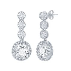 Elevate any ensemble with the sparkling beauty of these cubic zirconia drop earrings. Elevate any ensemble with the sparkling beauty of these cubic zirconia drop earrings. EARRING DETAILS Earring length: 22 mm Backings: post Metal: sterling silver Finish: polished Nickel free Packaging: boxedCUBIC ZIRCONIA DETAILS Total weight: 5 ct. Shape: round Setting: prong Gemstones may have been treated to enhance their appearance. Special care may be required. Size: One Size. Color: White. Gender: female. Cubic Zirconia Brilliant Cut Diamond Drop Earrings, Brilliant Cut Cubic Zirconia Dangle Earrings, Halo Design Cubic Zirconia Bridal Drop Earrings, Cubic Zirconia Brilliant Cut Dangle Earrings, Cubic Zirconia Dangle Linear Earrings In Brilliant Cut, Bridal Halo Design Cubic Zirconia Drop Earrings, Brilliant Cut Crystal Dangle Earrings, Dangle Earrings With Brilliant Cut Crystals, Glamorous Drop Earrings With Brilliant Cut