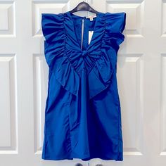 Blue Tassel, Ruffled Waistless Mini Dress Color: Blue Size Small New With Tags On; Never Used Anthropologie Blue Ruffle Dress For Party, Chic Blue V-neck Ruffle Dress, Chic Blue Ruffle Dress For Party, Blue Sleeveless Ruffle Dress For Party, Spring Blue Ruffle Dress For Party, Blue Ruffled Mini Dress For Day Out, Blue Mini Dress With Ruffles For Day Out, Chic Blue Ruffle Dress For Day Out, Chic Royal Blue Sleeveless Mini Dress