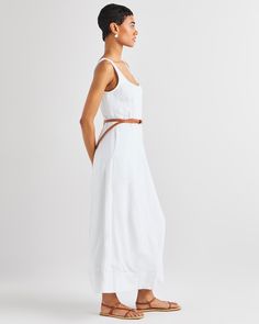 The Tessa Maxi Dress may just be the most versatile and polished summertime piece in your closet. Its A-line shape is slightly fitted on the bodice (thanks to that back smocking) but easy through the rest of the frame. A lightweight linen blend fabric lets you effortlessly dress it up or down. Made with our lightweight rayon-linen Breeze fabrication Square neck Fixed straps Smocked back Fitted bodice with A-line skirt Front on-seam pockets Note: Does not include belt Fitted Summer Maxi Dress For Daywear, Casual A-line Maxi Dress Unlined, Chic Maxi Dress With Smocked Back And Straight Neckline, Casual Sleeveless Dress With Natural Waistline, Casual Fitted Dress With Natural Waistline, Sleeveless Dress With Natural Waistline For Daywear, Summer Maxi Dress With Straight Neckline For Daywear, Casual Midi Dress With Smocked Back And Fitted Bodice, Casual Dresses With Fitted Bodice For Vacation